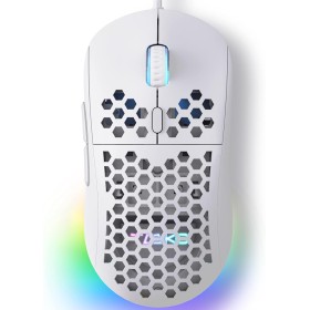 Dierya × TMKB M1SE Ratón Gaming Blanco,12800 dpi Gaming Mouse, 6 Botones programables Raton Blanco, RGB Personalizable Ratón