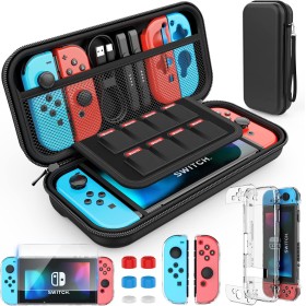 HEYSTOP Funda de transporte para consola Nintendo Switch y accesorios, con carcasa para pantalla HD y tapas protectoras de