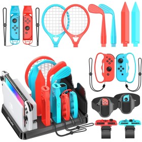 Tokluck 15 en 1 Accesorios Switch Sports 2023, Kit de Accesorios para Nintendo Switch Sports con Organizador para Consola