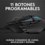 Logitech G502 HERO Ratón Gaming con Cable Alto Rendimiento, Captor HERO 25K, 25,600 DPI, RGB, Peso Personalizable, 11 Botones