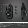 Logitech G502 HERO Ratón Gaming con Cable Alto Rendimiento, Captor HERO 25K, 25,600 DPI, RGB, Peso Personalizable, 11 Botones