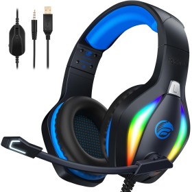 Fachixy FC100 Cascos Gaming para PS4/PS5/PC/Xbox One/Switch, Auriculares Gaming Cancelación de Ruido, Cascos con Microfono