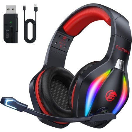 Fachixy FC100 Cascos Gaming para PS4/PS5/PC/Xbox One/Switch, Auriculares Gaming Cancelación de Ruido, Cascos con Microfono