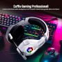 Cascos Gaming, Auriculares Gaming con Micrófono Rotatorio, Luz RGB, Premium Stereo, Orejeras Ligero Cómodo, para PS4 PS5 Xbox PC