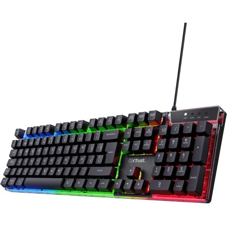 Trust Gaming GXT 835 Azor Teclado Retroiluminado, Disposición QWERTY Español, LED Iluminación, Teclado Alámbrico Gaming para