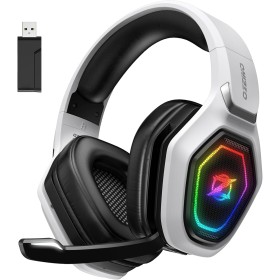 Ozeino Cascos Gaming Inalámbricos para PC/Ps5/Ps4, Auriculares Gaming Inalámbricos de 2,4GHz Wireless+Bluetooth, Baja Latencia