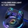 ECHTPower Mando para PS4, Mando Inalámbrico con Luces para PS4/Pro/Slim/PC, Batería de 1000mAH, Doble Vibración, Giroscopio,