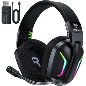 WESEARY WG1 Cascos Gaming Inalambricos, Auriculares Gaming Inalambricos de 2.4G para PS5, PS4, PC, Switch, Sonido Estéreo