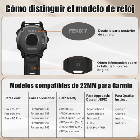 NotoCity Correa para Garmin Fenix 5/6 pro/7, 22mm Silicona Correa para Garmin Fenix 5 Plus/6/7 Pro, Instinct/2, Forerunner