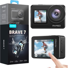 AKASO Brave 7 Cámara Deportiva 4K WiFi 20MP, Cámara de Acción EIS 2.0, IPX8 Camara Acuatica Sumergible con Control Remoto,