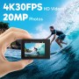 AKASO Cámara Deportiva 4K 30fps 20MP WiFi Cámara de Acción - Cámara Sumergible Acuática 30M con estabilización - Gran Angular de