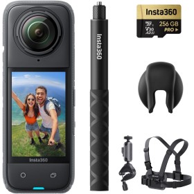 Insta360 X4 Pack Bici - Cámara de acción Impermeable 8K 360, Vídeo 4K Gran Angular, Selfie Stick Invisible, Protectores de Lente