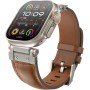 Supore Correa Cuero Compatible con Apple Watch Ultra 2/Ultra 49mm, 26mm Ancho Correa con Conector de Acero Inoxidable para