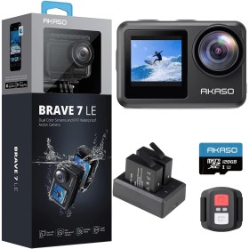 AKASO Brave 7 LE Cámara Deportiva 4k30FPS 20MP WiFi con Tarjeta de Memoria U3 de 128 GB, Cámara Acuatica Sumergible 40M IPX7,