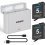 SANOOV OSMO Action 5 Pro Batería de Cargador Kit 2x2100mAh Osmo Action 5 Pro/4/3 Batería de Repuesto y Cargador USB Tipo-C LED