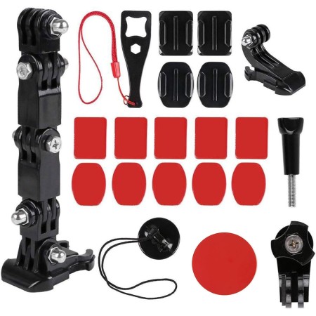 Soporte para Casco de Cámara Kit,Soporte Casco para gopro,Almohadillas Adhesivas y Accesorios,Soporte de Brazo de extensión para