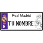 Real Madrid Matrícula Personalizada con tu Nombre - Medidas 6 x 14 Centímetros