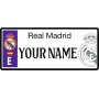 Real Madrid Matrícula Personalizada con tu Nombre - Medidas 6 x 14 Centímetros