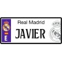 Real Madrid Matrícula Personalizada con tu Nombre - Medidas 6 x 14 Centímetros