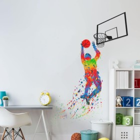 LZYMSZ Calcomanías de pared de Baloncesto, 35.4×50'' Jugador de Baloncesto Dunk Sticker, Jugar al Baloncesto Inspirador