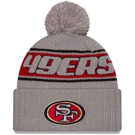 New Era NFL Gorro con pompón Sideline 2024 Fútbol Americano Logotipo del Equipo Beanie Gorro de Invierno Gris