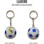 ZONREX Llavero de Balón Real Madrid | Diseño Exclusivo en Blanco y Azul con Escudo del Real Madrid | Accesorio para Aficionados