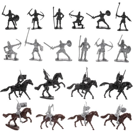 NUSITOU Juego De Minifiguras De Mesa De Arena, Soldaditos De Plástico, Figuras De Caballero Medieval, Modelos De Soldados Y