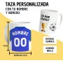 Taza Personalizada con nombre de Fútbol Madrid. Tazas de Desayuno personalizada. Regalo Original para Aficionados del Futbol.