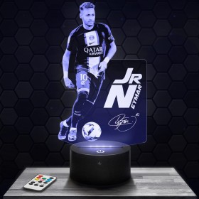 Lámpara de mesilla de noche, luz nocturna táctil JR Neymar 2022 lámpara LED ilusión 3D, idea de regalo para niños y niñas,