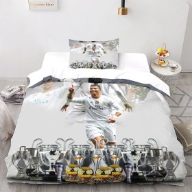 Ronaldo 3D Juego De Cama con De Microfibra, Calidad Celestial, Moderno, Funda Nórdica con Funda De Almohada, 3 Piezas para Niños