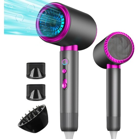 AIUNAOM 2400W Secador de Pelo Profesional, Secador Pelo Ionico Silenciosos con 1 Difusor y 2 Concentradores, 3 Ajustes de