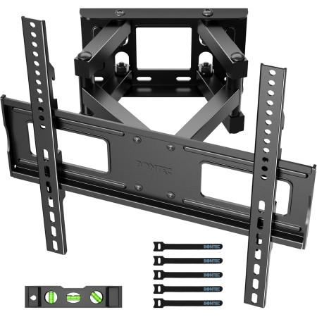 BONTEC Soporte TV Pared para Pantallas Planos y Curvos de 23-70 Pulgadas, Soporte Pared TV Inclinable y Giratorio, con Doble