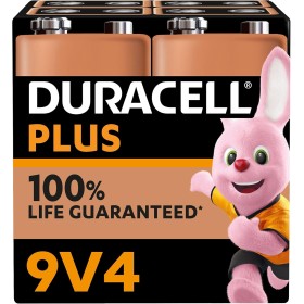 Duracell Plus pilas 9 V (pack de 4) - Alcalinas - 100 % de duración garantizada - Fiabilidad para dispositivos cotidianos -