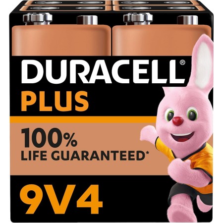 Duracell Plus pilas 9 V (pack de 4) - Alcalinas - 100 % de duración garantizada - Fiabilidad para dispositivos cotidianos -