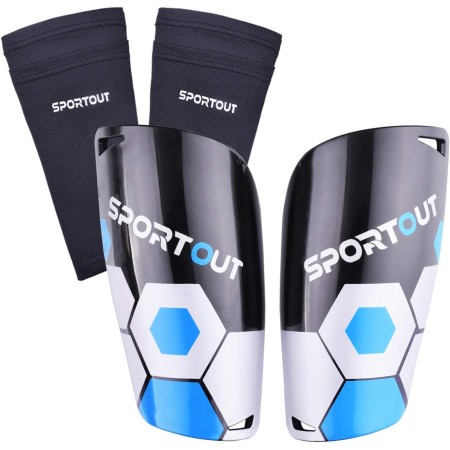 Sportout - Espinilleras de fútbol para niños y jóvenes con Mangas elásticas, Ofrece una protección Integral para Sus piernas