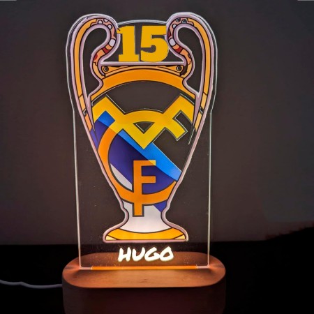 Regalos Madrid Champions madridista Personalizada - Futbol Lampara Regalo Comunion Cumpleaños Niño Niños adolescente Mesa de