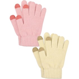 Kiiwah 2 Pares Guantes de Punto para Niños, Unisex Guantes de Dedos Completos Cálidos de Invierno, Guantes de Elásticos Mágicos