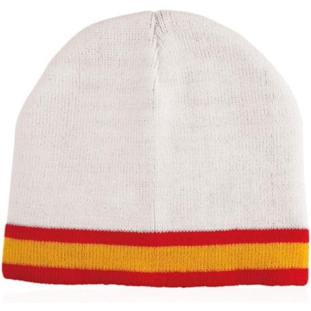 Gorro Punto con Bandera de España, Azul Marino y Blanco (Blanco Bandera España)