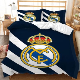 WINUO Equipo de Fútbol Real Madrid Juego de Funda Nórdica 135X200cm (Cama de 90) Funda de Edredón de Microfibra Suave con 2