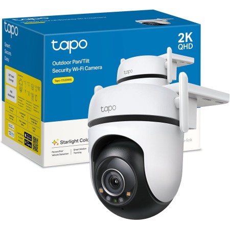 tapo C520WS - Cámara Vigilancia Wi-Fi Exterior 360°, Resolución 2K QHD, Visión Nocturna en Color Starlight, Detección IA