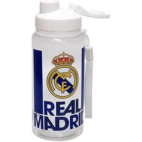 Real Madrid - Botella Cantimplora de Agua, Bidón, Capacidad 500 ml, Boquilla de Seguridad, Multicolor Translúcido, Producto