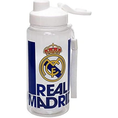 Real Madrid - Botella Cantimplora de Agua, Bidón, Capacidad 500 ml, Boquilla de Seguridad, Multicolor Translúcido, Producto