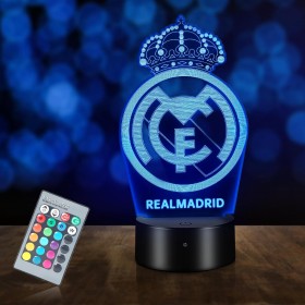 HooJtny Madrid Lámpara 3D Regalos, Madrid Fútbol Lámpara, 16 Colores de Iluminacion y Mando a Distancia, Regalos para niños