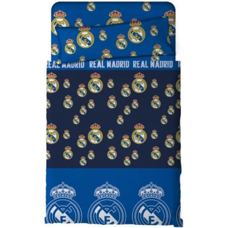 Juego de Sábanas Coralina Real Madrid 90-105 Cm, 3 Piezas (1 Sábana Encimera, 1 Funda de Almohada y 1 Sábana Bajera), Diseño con