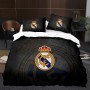 Equipo de Fútbol Real Madrid Juego de Funda Nórdica Cama de 90cm Funda de Edredón de Microfibra Suave con 2 Fundas de Almohada