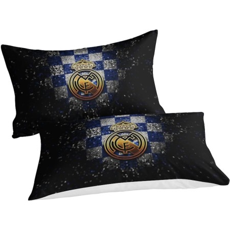 Real Madrid Funda De Edredón con Estampado 3D,Ropa De Cama Fútbol Clubs Funda Nórdica,de Microfibra,Juegos De 3 Piezas para