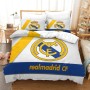 Equipo de Fútbol Real Madrid Juego de Funda Nórdica Cama de 90cm Funda de Edredón de Microfibra Suave con 2 Fundas de Almohada