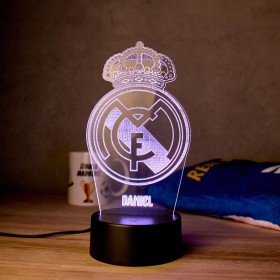 DEREGALOOS Lámpara LED Personalizada Madrid. Escudo personalizado Madrid con luz. Regalos Originales fútbol Madrid. Regalos para