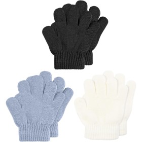 Aolso 3 Pares de Guantes Cálidos de Invierno para Niños, Guantes de Punto de Invierno Elásticos Tejidos de Niños y Niñas,Guantes