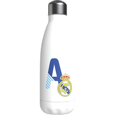 CYP Botella Personalizable Blanca de Acero 550ml Real Madrid, Plata, Diseño Letra A